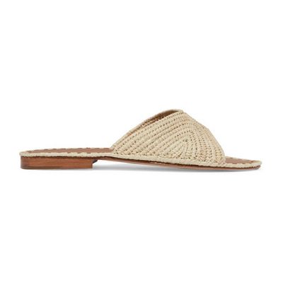 Salon Woven Faux Raffia Slides from Carrie Forbes