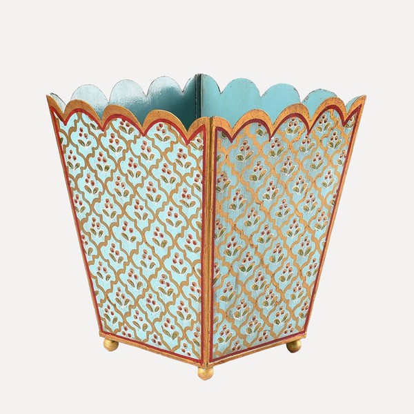 Painted Toleware Waste Paper Bin / Planter from Indigo