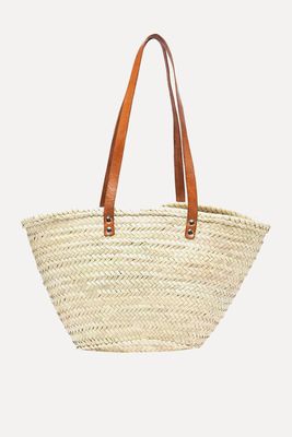 Straw Basket Shoulder Tote Bag from No. Eleven