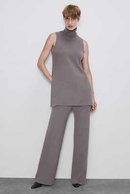Wide-Leg Knit Trouser from Zara