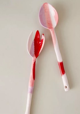 Wasco Pink Ceramic Salad Servers 