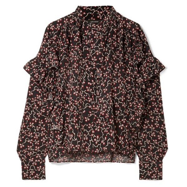 Libel Ruffled Printed Silk Crepe De Chine Blouse from Isabel Marant