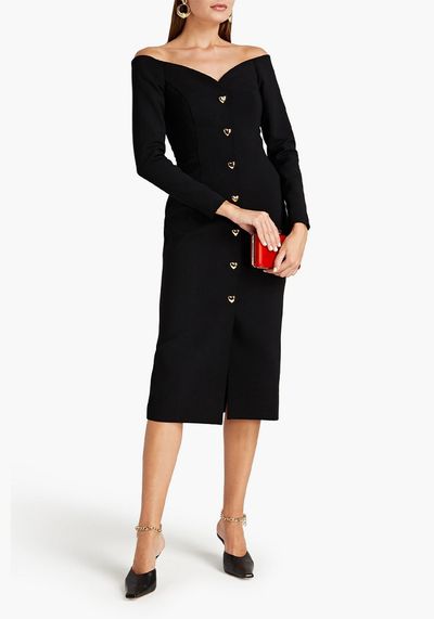 Off The Shoulder Stretch Wool Midi Dress from Carolina Herrera