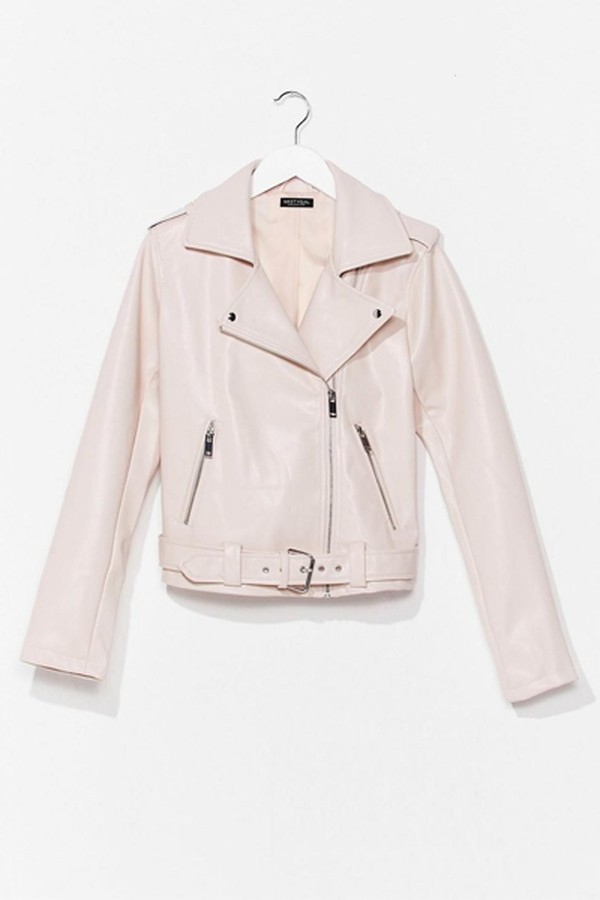 That's Our Moto Belted Faux Leather Jacket