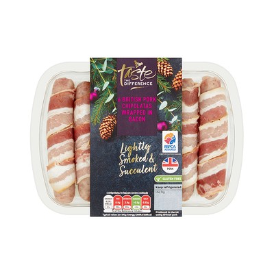  British Pork Chipolatas Wrapped in Bacon