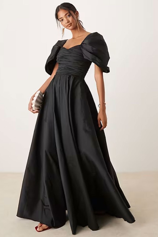 Fallen Shoulder Taffeta Gown from Lace & Beads