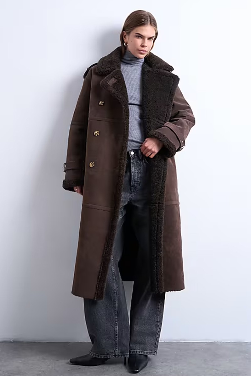 Longline Funnel Aviator Shearling  from  Topshop