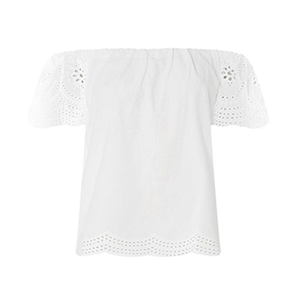 White Broderie Sleeve Bardot Top