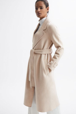 Belted Blindseam Wool Longline Coat from Reiss