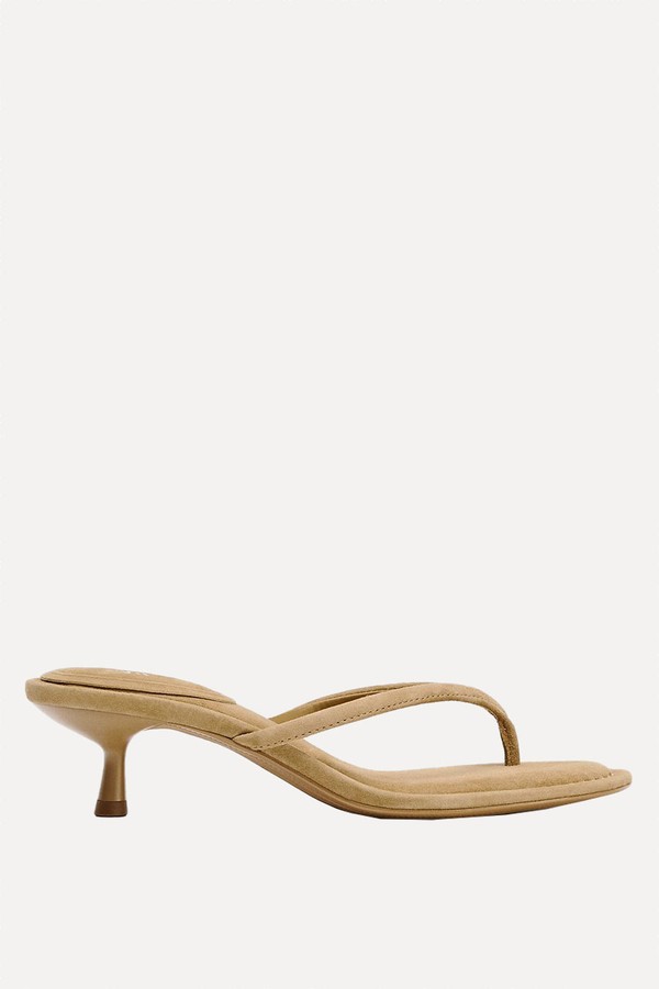 Split Suede Heeled Sandals