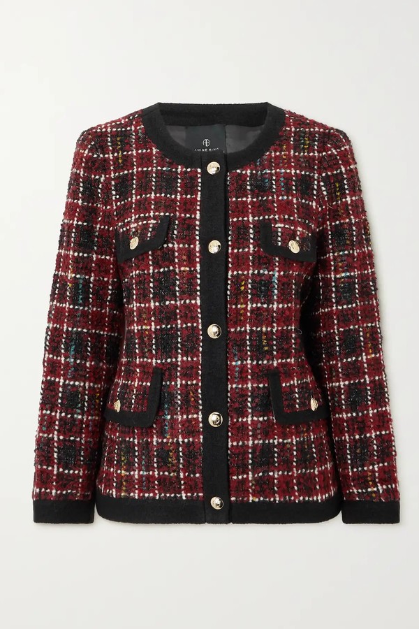 Lydia Checked Wool-Blend Bouclé-Tweed Jacket from Anine Bing