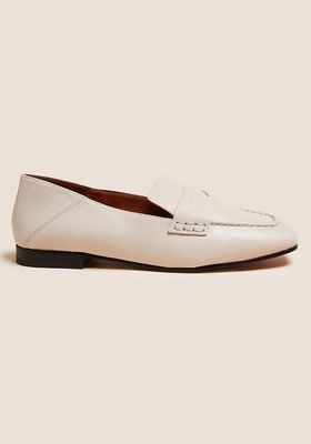 Leather Slip On Square Toe Flat Loafers from Marks & Spencer