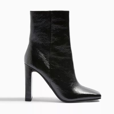 Leather Black Square Toe Boots