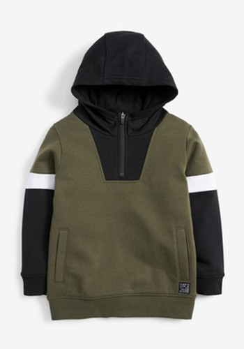 Khaki Zip Neck Hoody  from Next