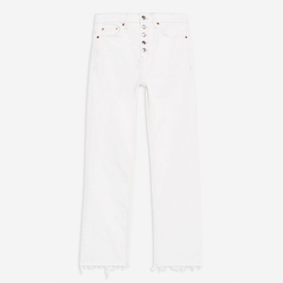 White Button Fly Straight Jeans from Topshop