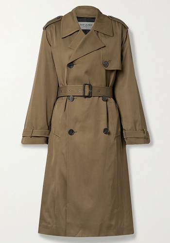 Belted Double-Breasted Gabardine Trench Coat from Saint Laurent