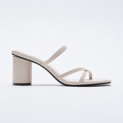 Leather High-High Sandals With Square Toes from Zara