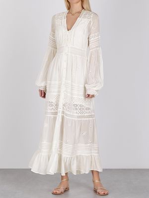 Lisa Ivory Embroidered Midi Dress from Free People