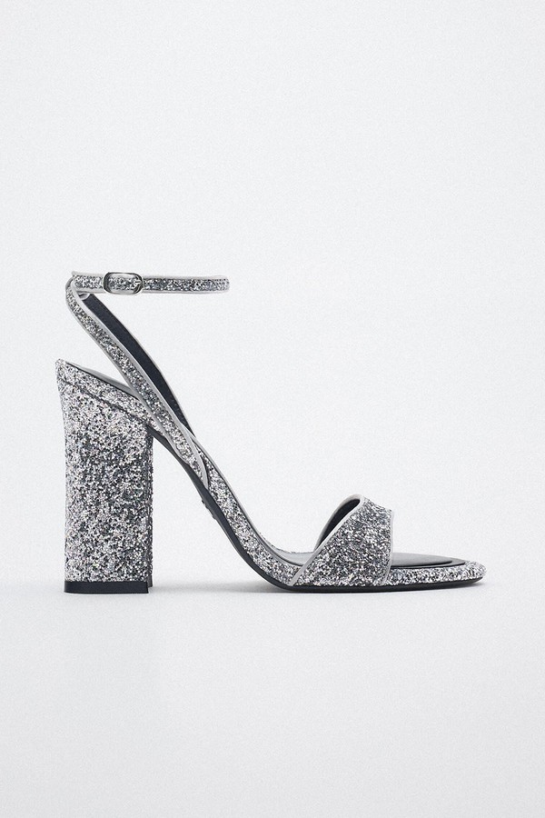 Glitter Block Heel Sandals from Zara