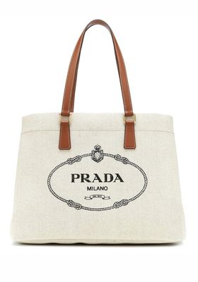 Logo-Print Canvas Tote Bag from Prada