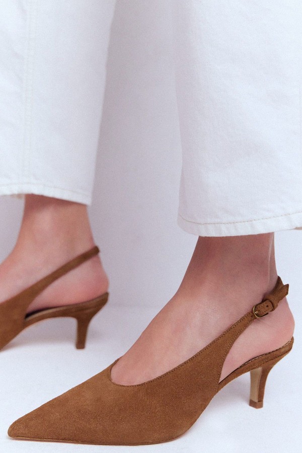 High Cut Slingback Court Shoes from Boden