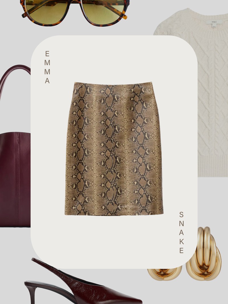 Snake Pattern Leather Midi Skirt from & Other Stories