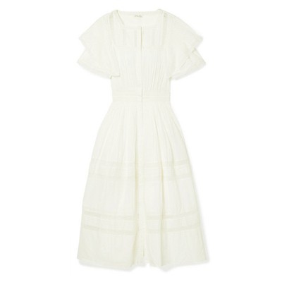 Callie Ruffled Crochet-Paneled Cotton Midi Dress from LoveShackFancy