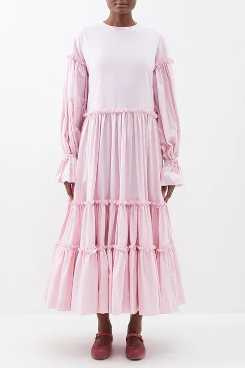 Madeleine Ruffled-Trim Upcycled Cotton Dress from The Meaning Well