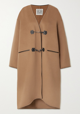 Leather-Trimmed Brushed Wool & Cashmere-Blend Coat from Toteme