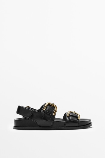 Leather Footbed Sandals With Buckles from Massimo Dutti