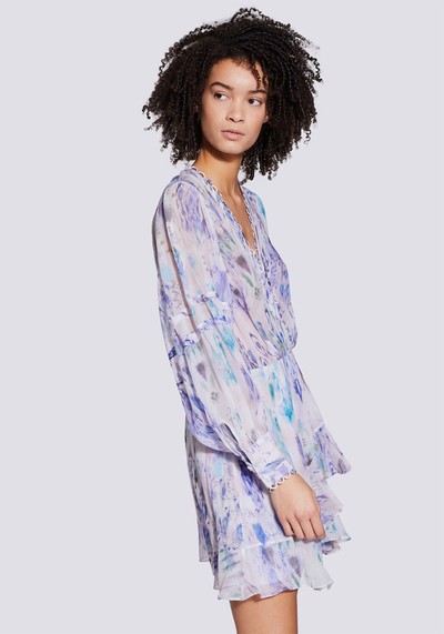 Kolmi Long Sleeve Printed Ruffle Mini Dress from Iro Paris