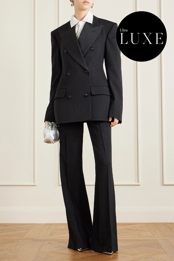 Double-Breasted Twill-Trimmed Wool Blazer from Stella McCartney 