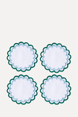 Set Of 4 Scalloped Embroidered Coasters from Ceremony Tableware