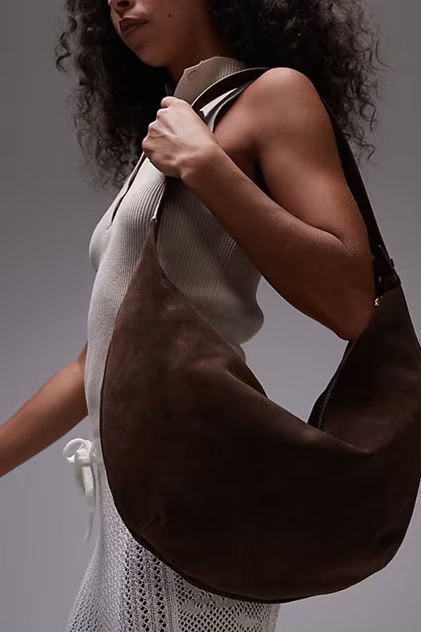 Suede Curved Slouch Shoulder Bag from ARKET