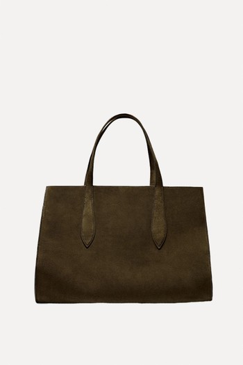 Split Leather Maxi Tote Bag from Massimo Dutti