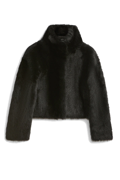 Black Leather Mouton Jacket from Massimo Dutti