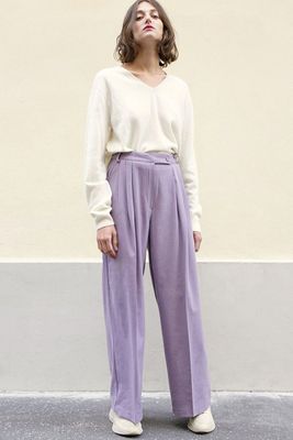 Lavender Wide Leg Suit Pants