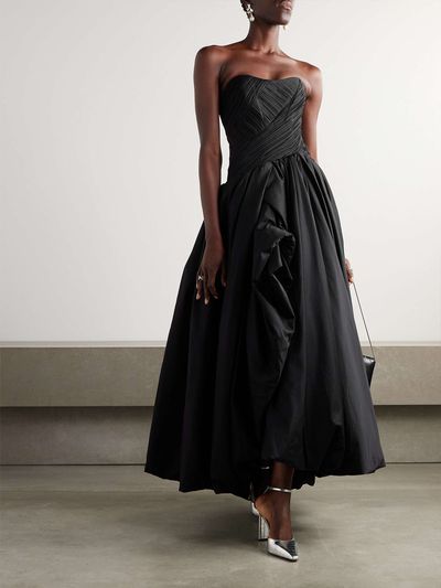 Spatial Asymmetric Strapless Draped Cotton-Sateen Gown from AJE.