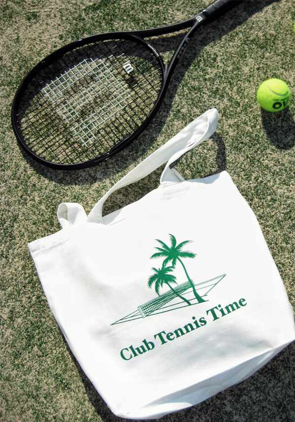 Tennis Time Shoulder Book Tote 