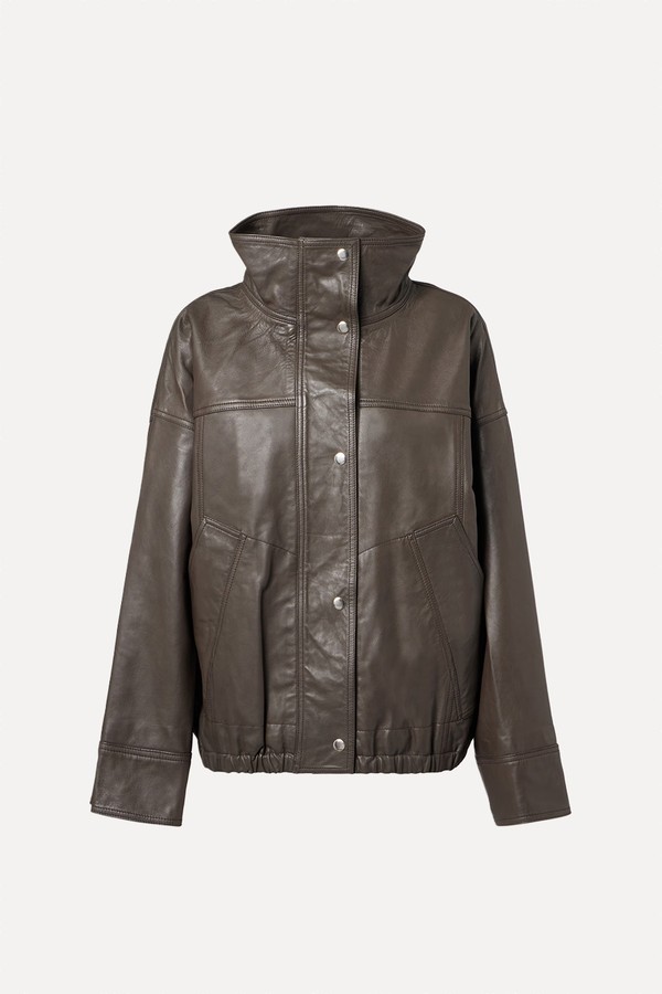 Funnel-Neck Oversized Leather Jacket from Rohe Frames