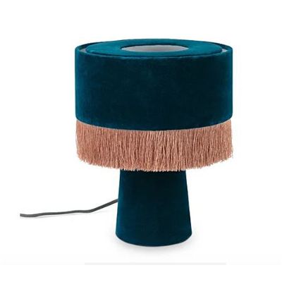 Ero Blue Velvet & Tassel Table Lamp Small from Oliver Bonas