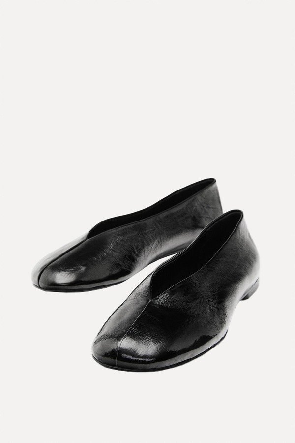 Shiny Soft Leather Ballet Flats from Massimo Dutti