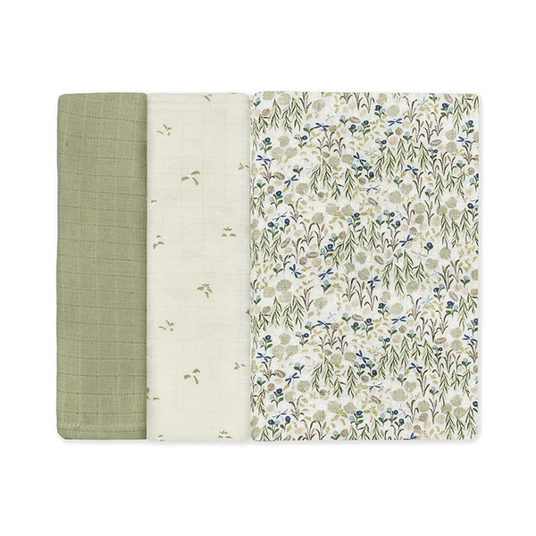 Organic Baby Muslin Squares Set of 3 - Riverbank from Avery Row 