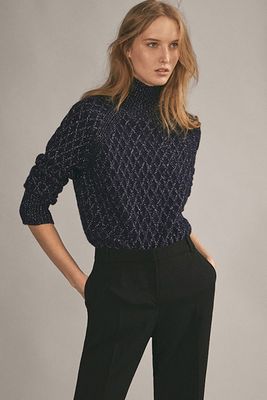 Sparkly Navy Textured Sweater from Massimo Dutti 