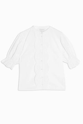 Ivory Broderie Short Sleeve Shirt from Topshop