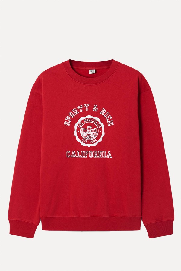 California Printed Cotton-Jersey Sweatshirt from SPORTY & RICH