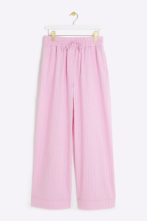 Stripe Straight Pull On Trousers from River Island