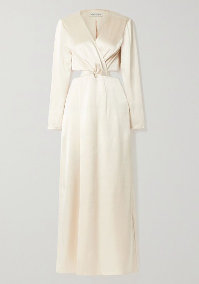 Elena Twist-Front Cutout Satin Maxi Dress from Anna Quan