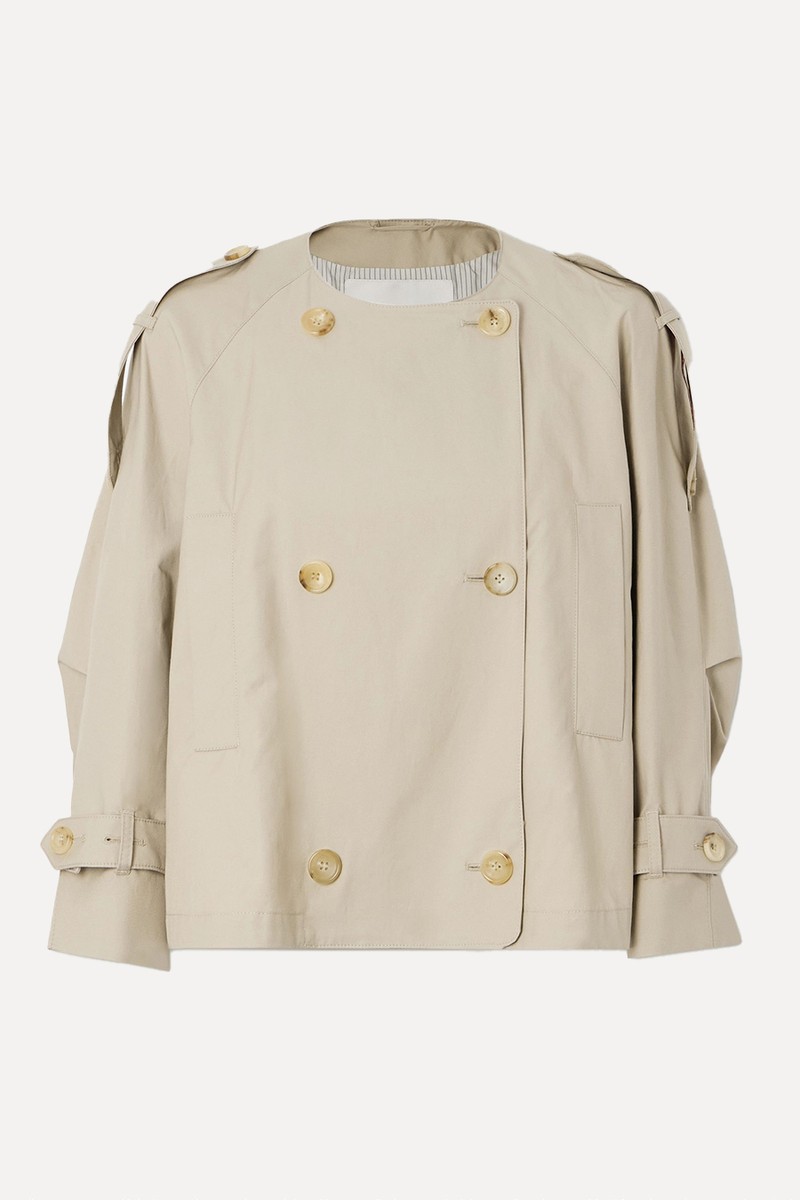 Jim Double-Breasted Cropped Cotton-Blend Gabardine Trench Coat from Max Mara