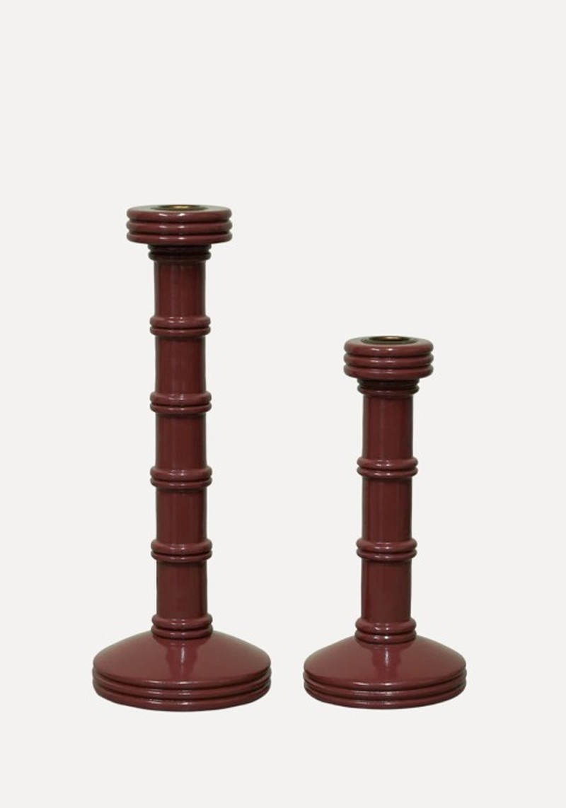 Gloss Painted Wooden Column Candlestick 